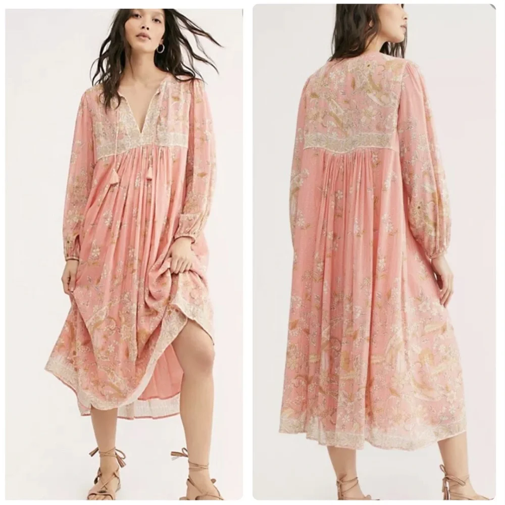 Spell And The Gypsy Collective Hendrix Boho Midi‎ Dress in Dusty Pink Size Small - Picture 4 of 15